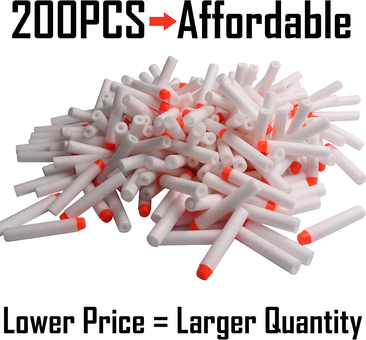AMOSTING 200Pcs Refill Darts for Nerf N Strike Elite 2.0 Glow at The Dark Bullets Pack - White