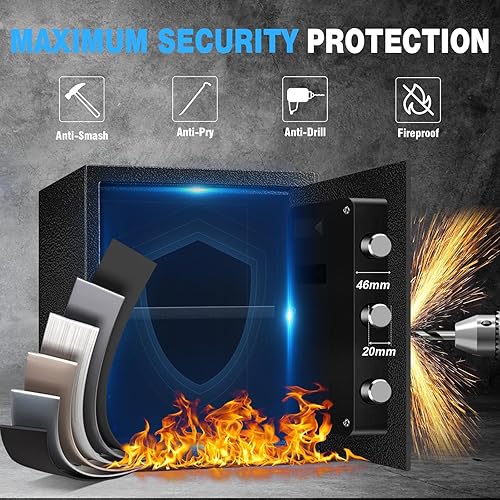 Miniatura 2 de Caja fuerte de 2.2 pies cúbicos para documentos del hogar, caja de seguridad digital electrónica de acero para oficina, dinero, joyas, objetos de