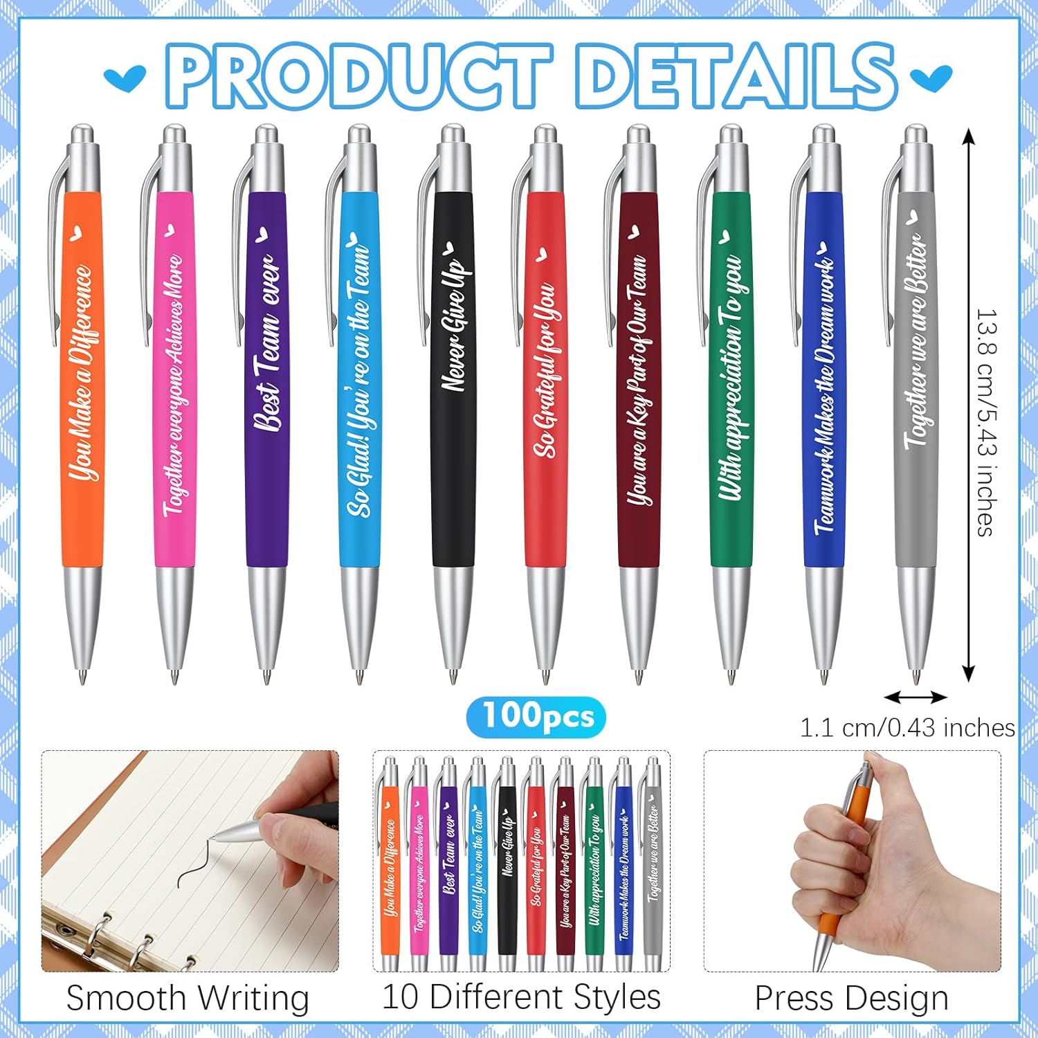 Gueevin 200 Pcs Inspirational Pens Employee Appreciation Gift Black Ballpoint Ink Funny Motivational Thank You Pens Bulk for Office Worker Teacher Women Men (Team) - Image 2