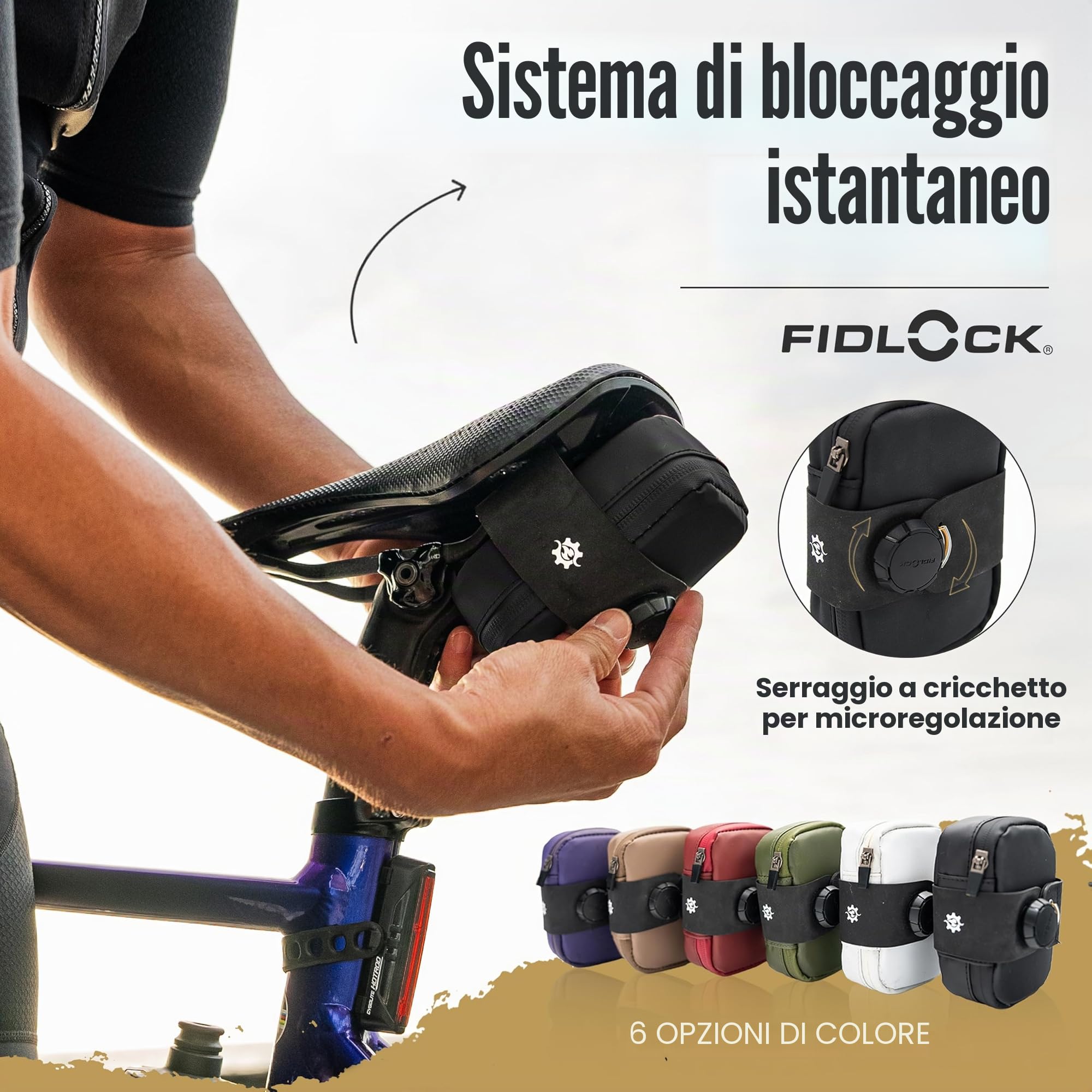 Lumiere & Co. Falcon Magnetic Saddle Bag - 0,37L | 5“ x 3” x 1,5" | Design elegante e minimalista, fissaggio rapido con fibbia magnetica | Borsa da sella per ciclismo su strada (Nero, Ultra Small)