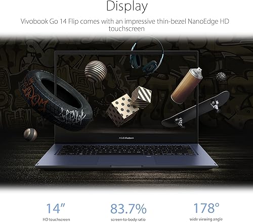 Miniatura 4 de ASUS VivoBook Go 14 - Laptop delgada y ligera 2 en 1, táctil HD de 14 pulgadas, CPU Intel Celeron N4500, gráficos UHD, 4 GB de RAM, 64 GB eMMC,