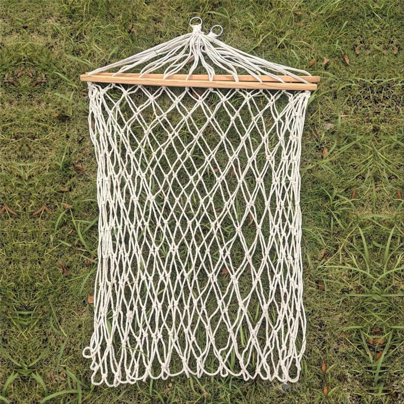 Hamaca Acampar,Hamaca De Cuerda De Algodón,Hamaca Colgante De Red PortáTil Tejida A Mano,Puntales De Madera Maciza,para Interiores Y Exteriores,Patio,Playa,MontañA