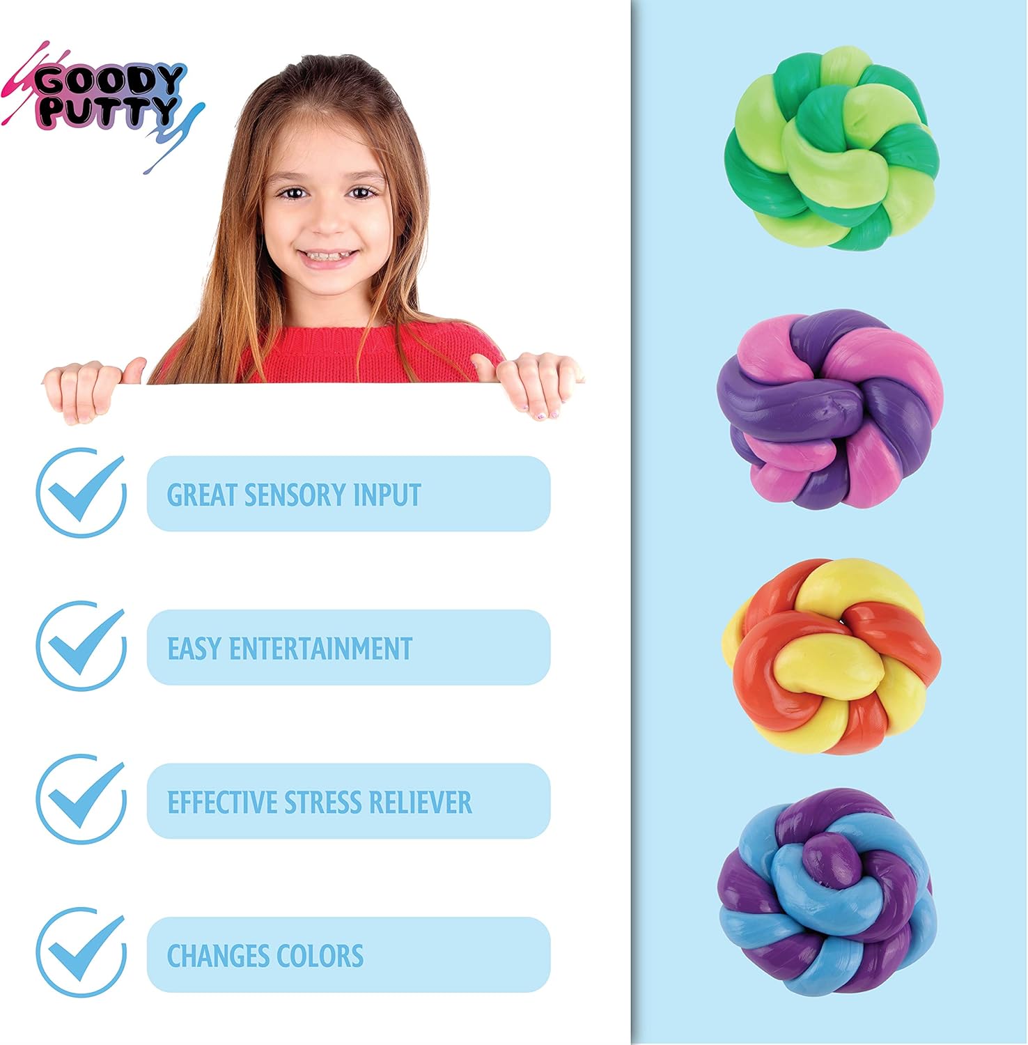 Goody Putty Heat Sensitive Color Changing 4 Pack Great Slime Toy for Kids Stress Relief and Kids Therapy and Great ADHD Fidget Toy Pack of Putty That Changes Colors : Toys & Games