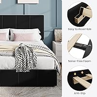 Vista 6 de SHA CERLIN Marco de cama tamaño queen, cama de plataforma tapizada en terciopelo holandés, cabecera ajustable con canales verticales acolchados