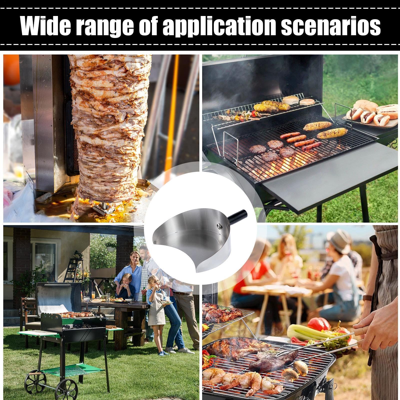 Pala de mano Kebab d0ner – Recolector de carne de acero inoxidable 2025 | d0ner Gyros pala Pan | Asador para parrilla Gyro d0ner Kebab, barbacoa, Shawarma resistente y ligera