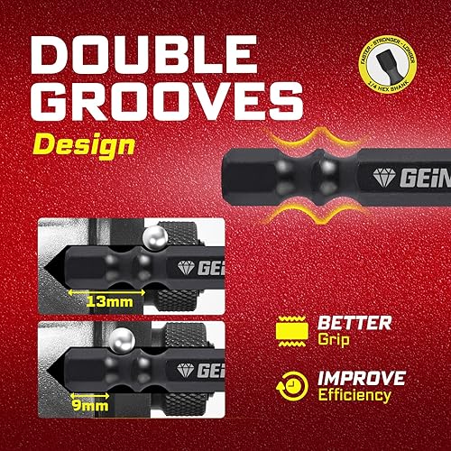 Miniatura 4 de Geinxurn Juego de 6 puntas de destornillador de impacto con revestimiento de diamante, puntas de destornillador Phillips #2 de 6 pulgadas, juego de