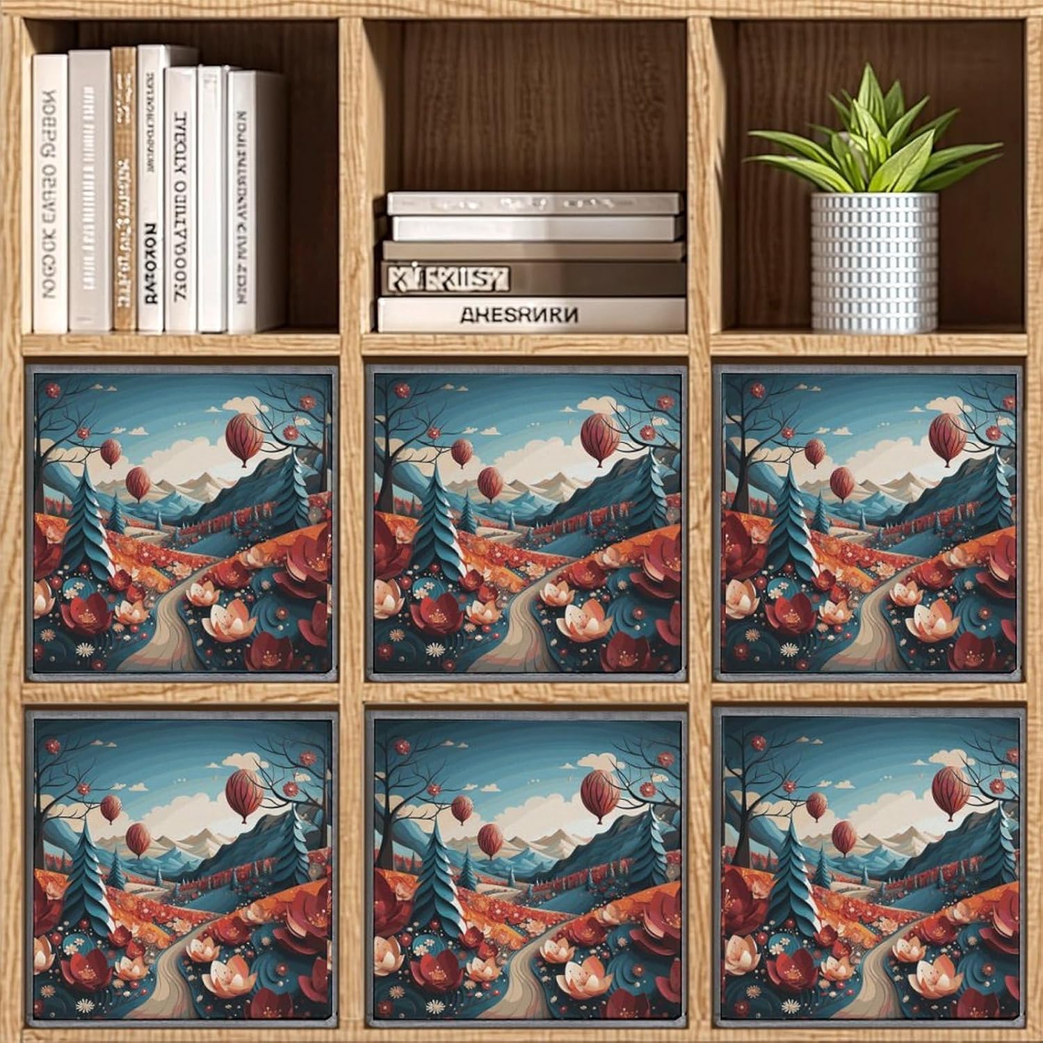 Paper Cutting Painting Storage Cubes Set of 6 Storage Bins with Handles Collapsible Storage Basket Fabric Storage Box for Shelves Large Closet Shelf Organizer for Organization 11 Inch
