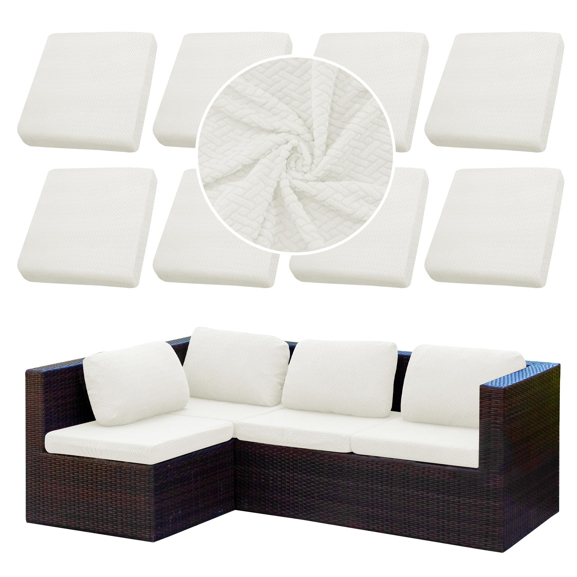 8PCS Patio Cushion Covers.Patio Furniture Couch SeatSlipcovers