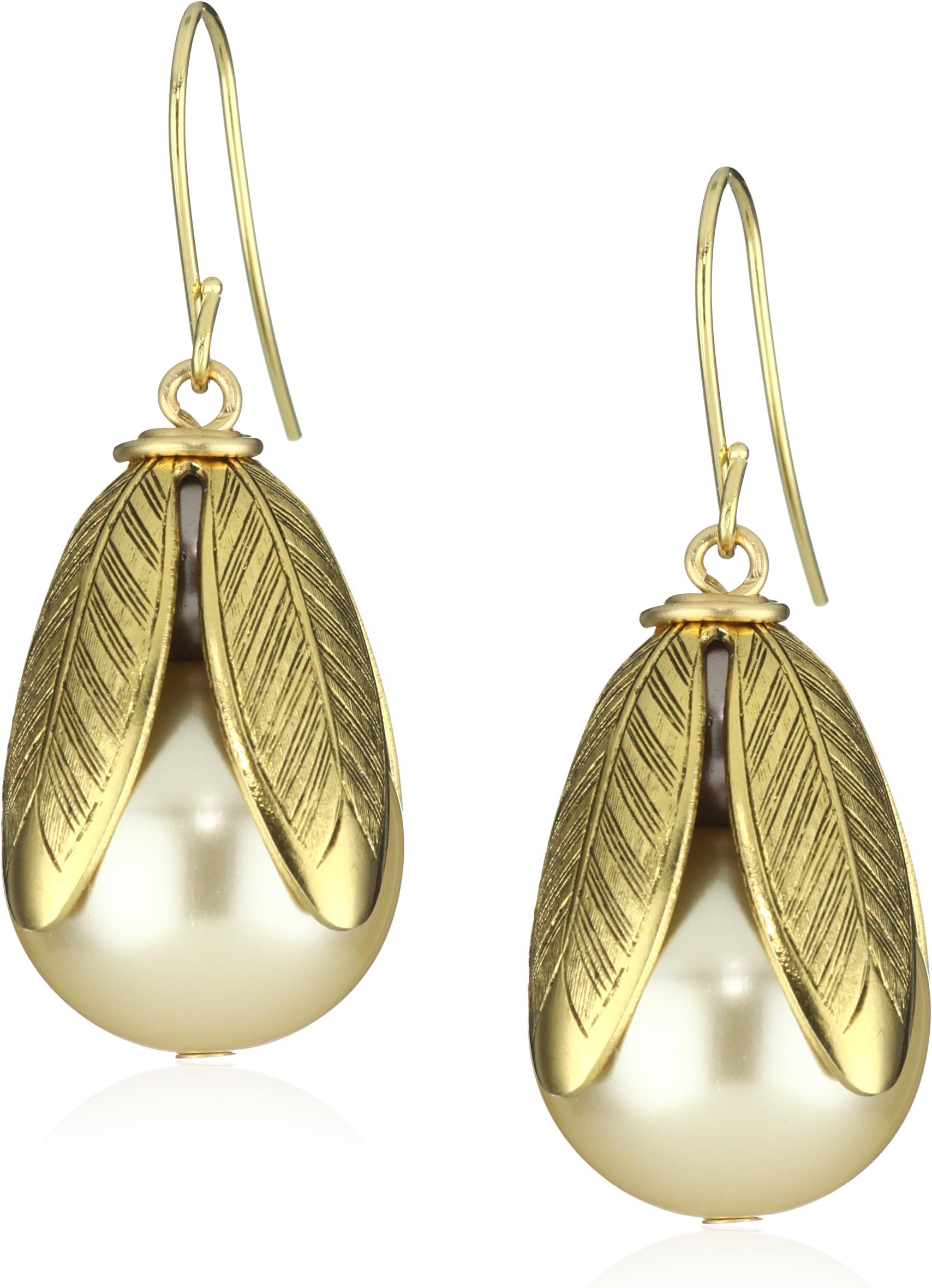 Lenora Dame "Romantic" Not Your Mother's Pearls Petal Bead Cap Earrings in Cream