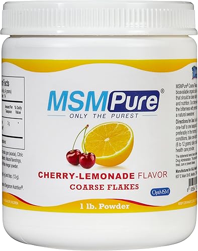 MSMPure Kala Health - Escamas de polvo grueso con sabor a limonada de cereza, 1 libra, cristales de azufre orgánicos, suplemento MSM destilado puro