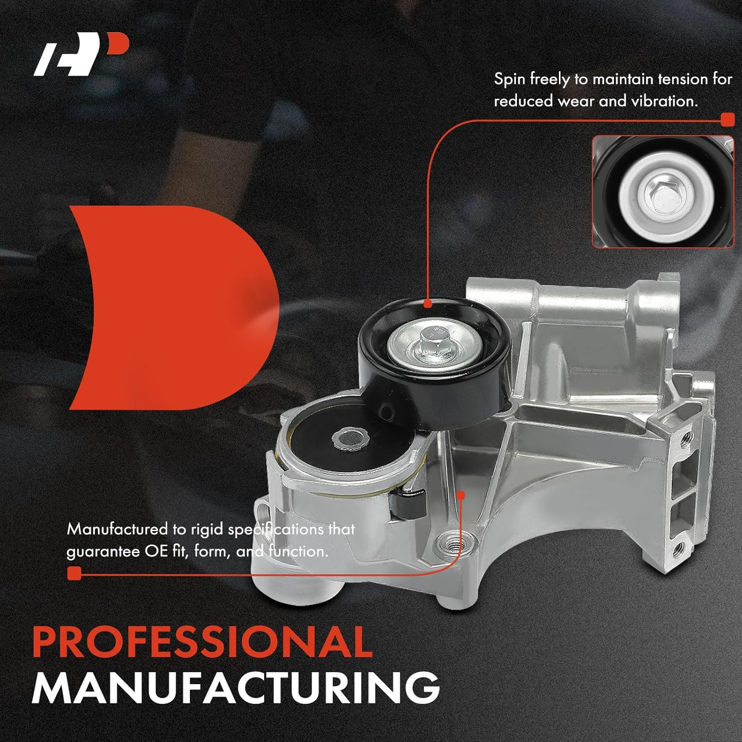 A-Premium Belt Tensioner Assembly with Pulley Compatible with Chevrolet Impala, Monte Carlo & Buick LaCrosse, Regal, Allure, LeSabre, Lucerne, Park Avenue, Riviera & Pontiac Bonneville, Grand Prix