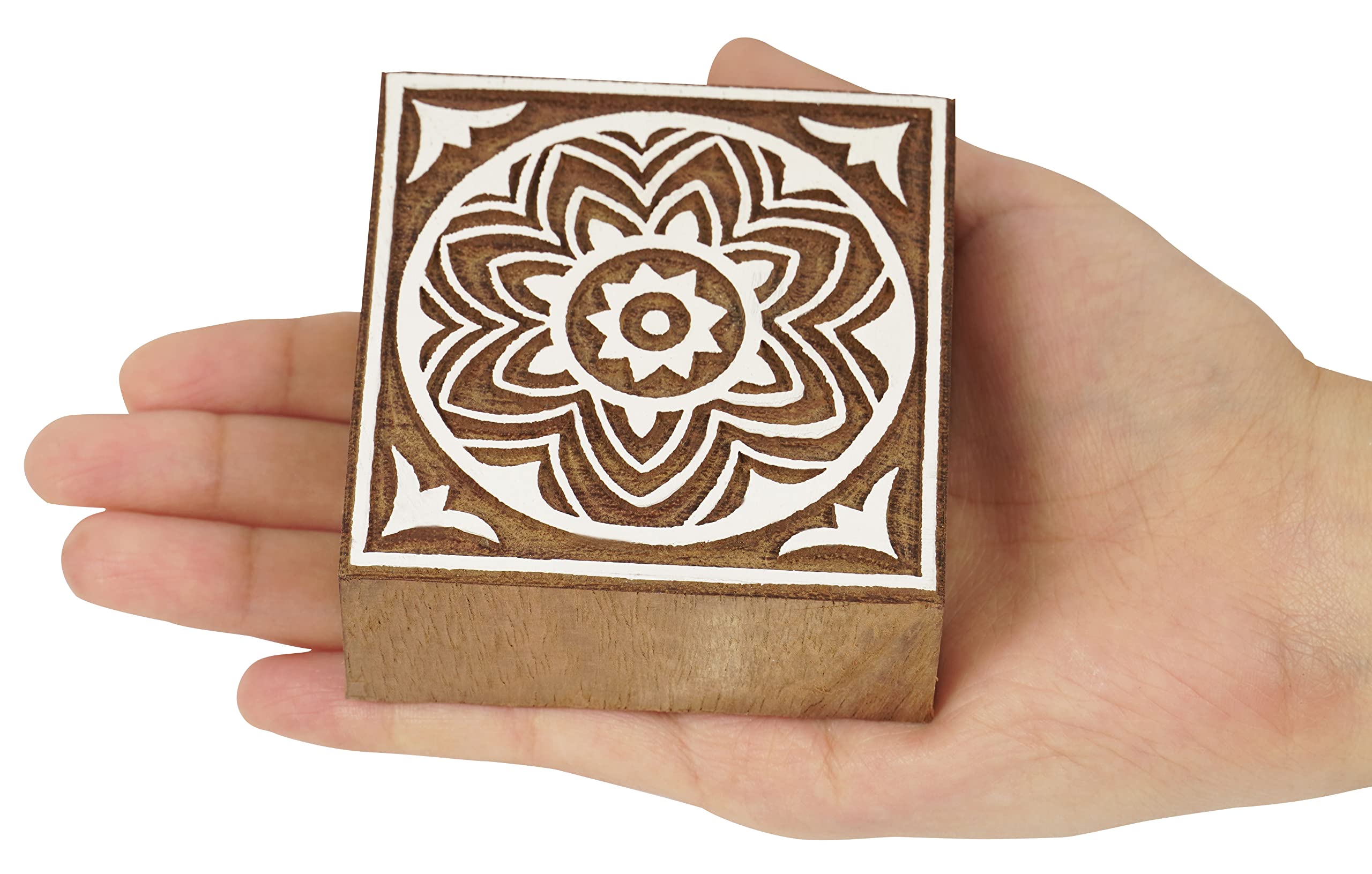 Sea Life Wood Block Print Stamps - Set Of 4 Hand-Carved Coral & Nautilus Shell Stamps For Fabric, Clay, Paper Crafts - By Blockwallah