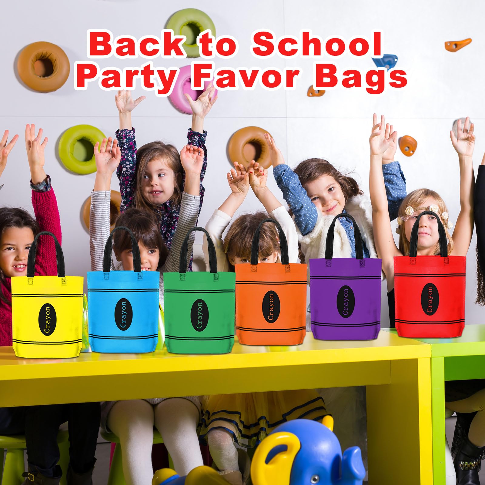 Hosuly 24 bolsas de regalo de fiesta no tejidas para el regreso a clases, bolsa de regalo de graduación, bolsa de mano reutilizable arcoíris, Varios colores