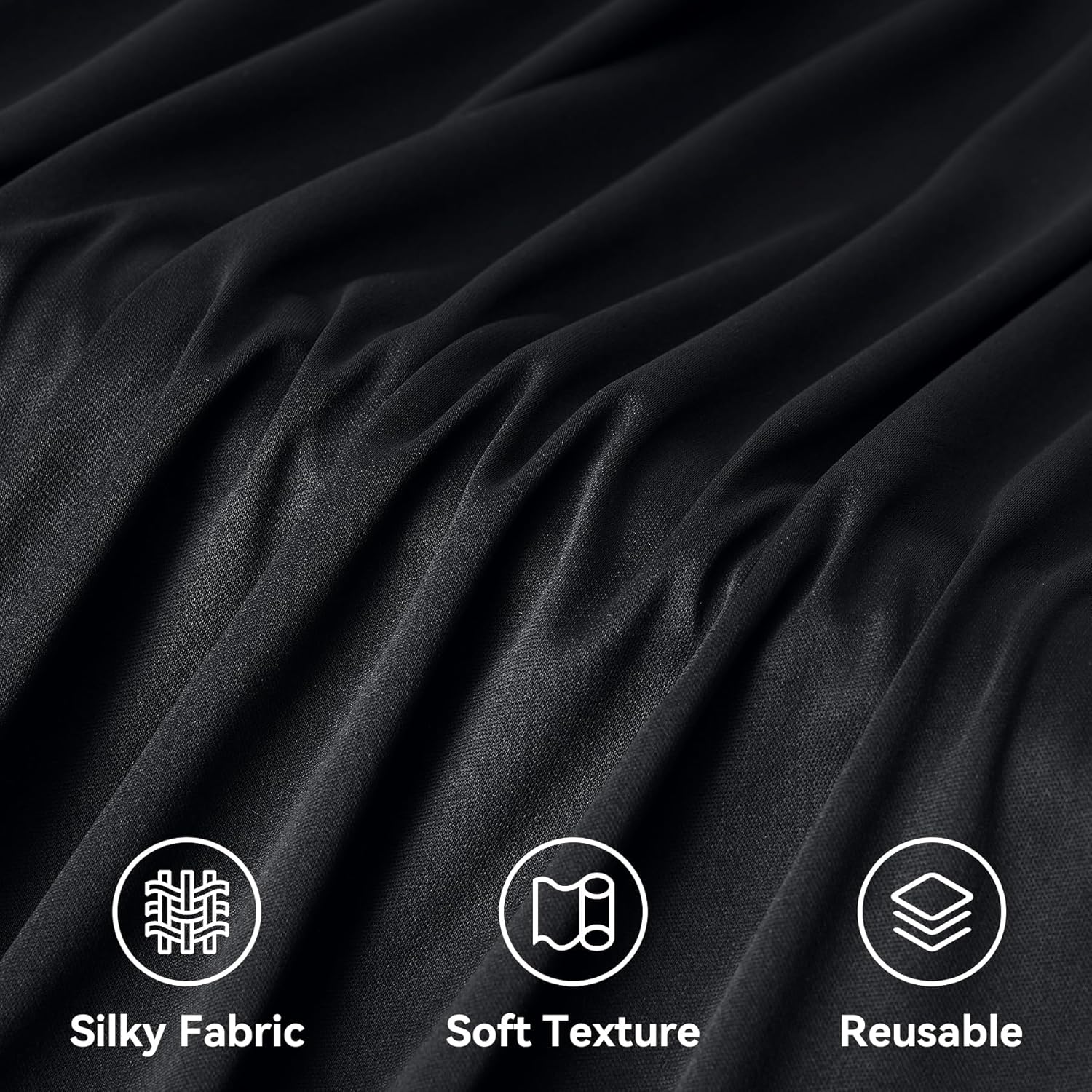 10ft x 20ft Black Ceiling Drapes for Wedding Parties, Wrinkle Free Thick Polyester 20ft Extra Long Tent Canopy Draping Black Ceiling Curtains Arch Drapery for Birthday Party Decor