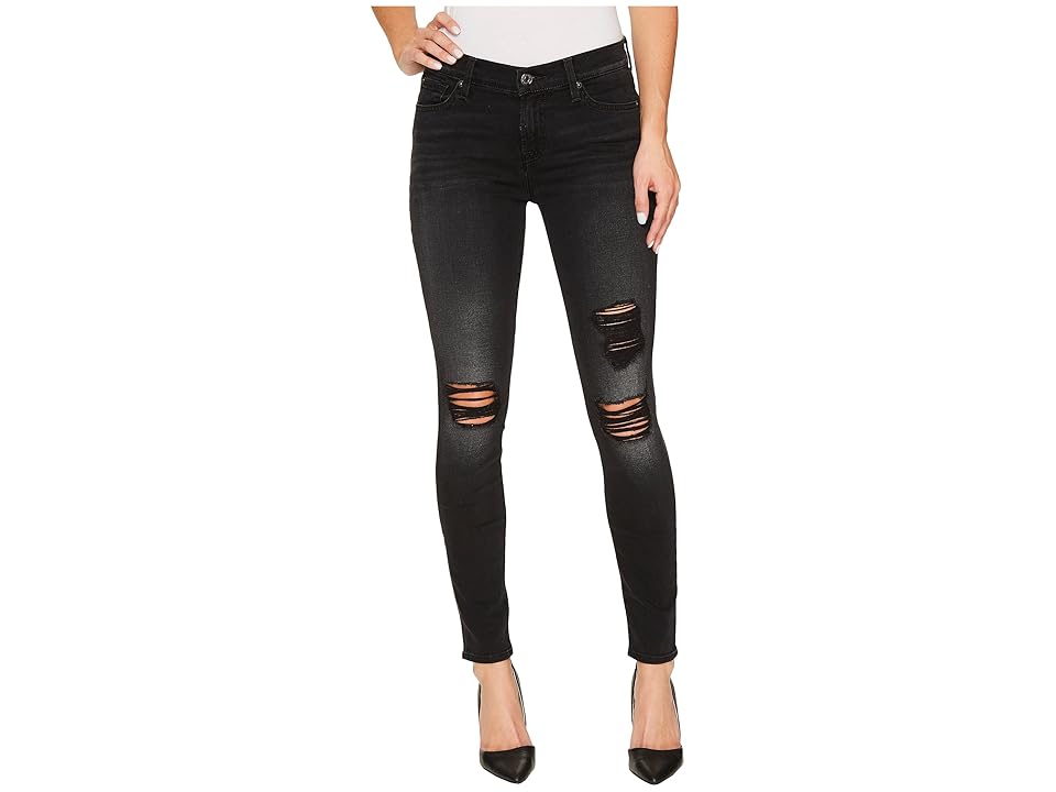 

7 For All Mankind The Ankle Skinny w/ Destroy in Aged Onyx (Aged Onyx) Women's Jeans, Blue