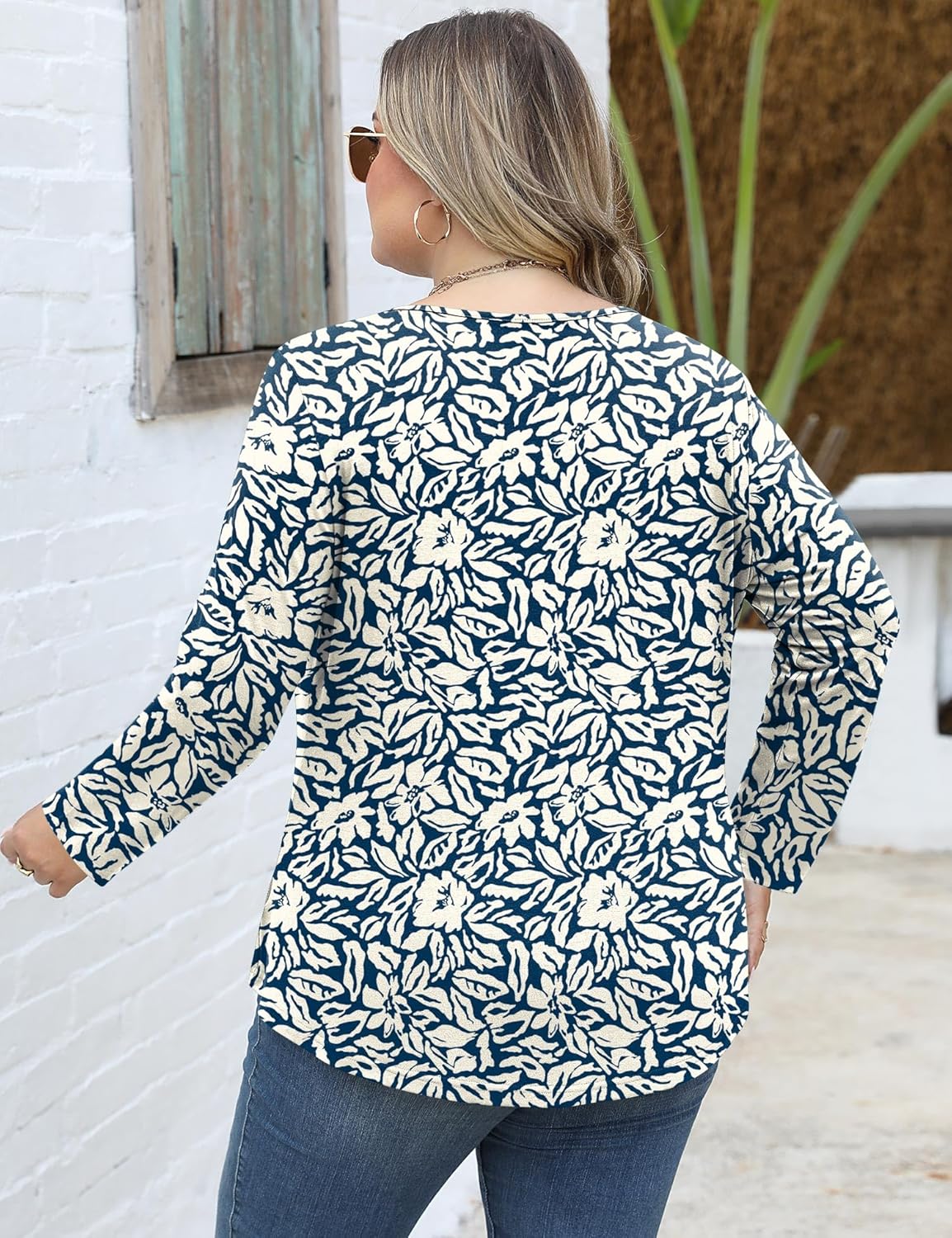 TFSDOD Womens Plus Size Tops Long Sleeve Blouses Crew Neck Shirts Casual Loose Tunic Tops 1X-5X - Image 5