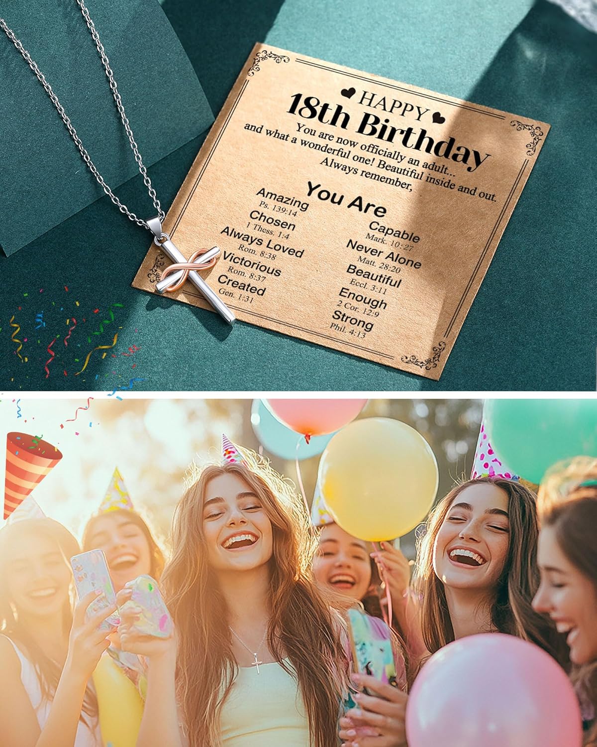 UPROMI Happy 10th/11th/12th/13th/14th/15th/16th/17th/18th/21st Birthday Gifts for Girls Her, Cross Necklace Birthday Gift Ideas - Image 4