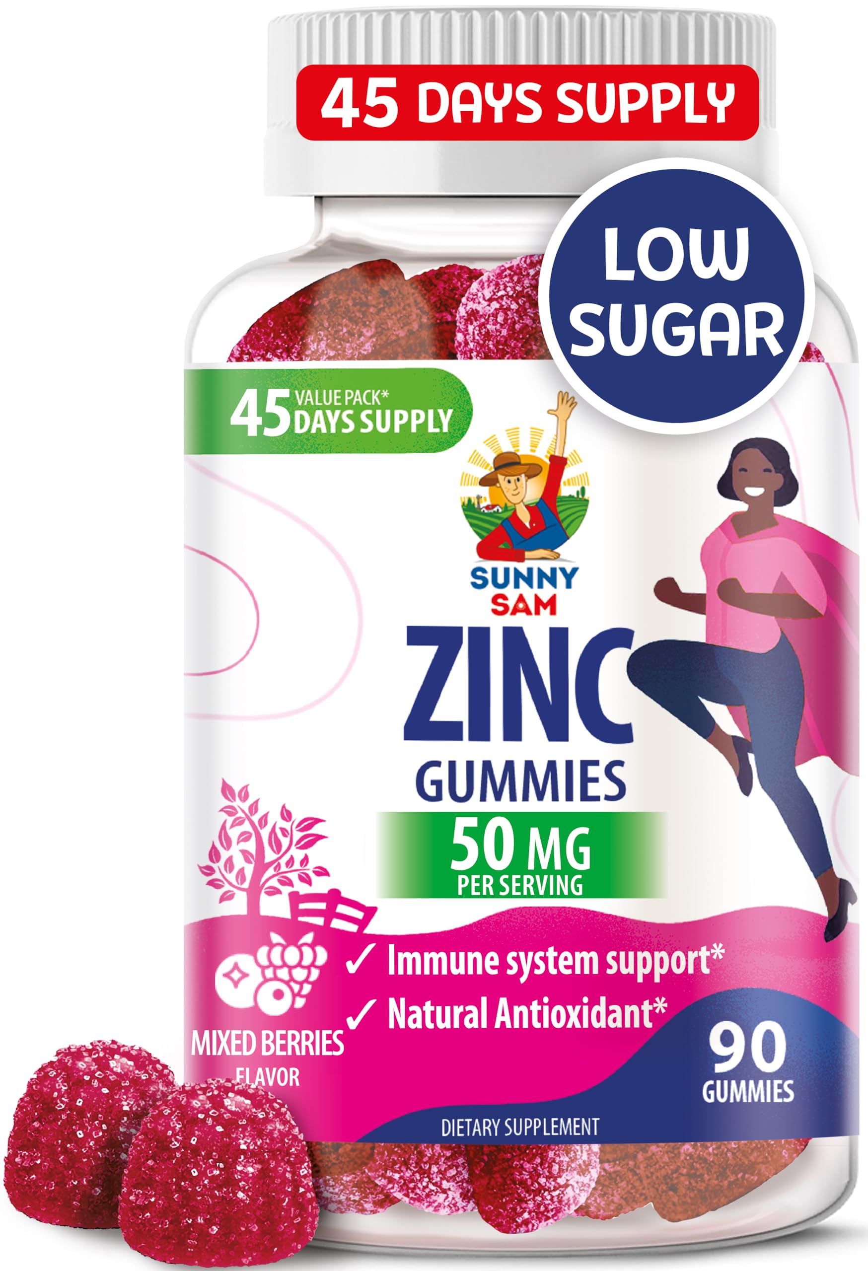Zinc Gummies for Adults - Zinc Chewable Gummy for Immune Support - Powerful Natural Antioxidant Non-GMO Supplement for Children Men Woman Adults 90 Count (Pack of 1)