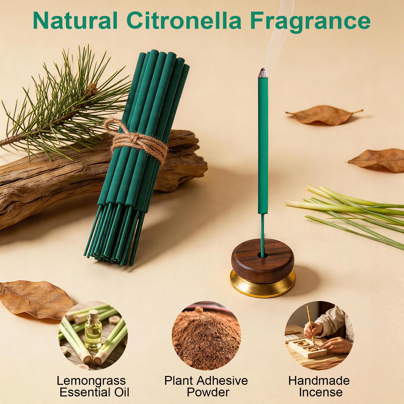 SCENTORINI Citronella kadzidełka, zawiera naturalne cytronella | Olejek eteryczny, kadzidełka do użytku na zewnątrz, do ogrodu, na balkon, taras, 12 sztuk, czas palenia 85 min na sztukę