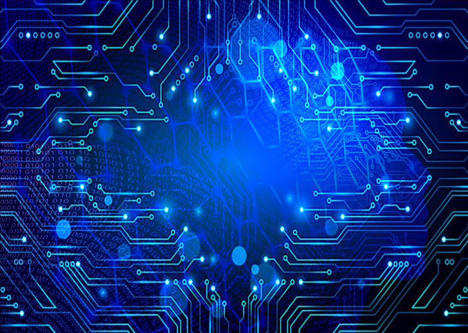 BELECO 7x5ft Fabric Technology Binary Web Glob Backdrop Virtual World Network Technology Communication Circuit Board and Hexagons Background for Party Decorations Photo Props: 5x3FT