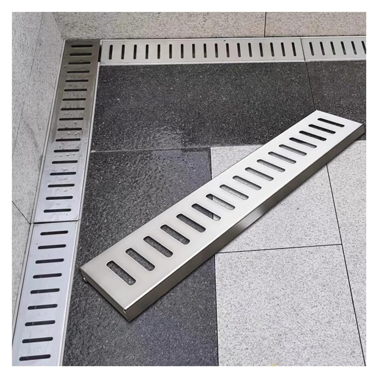 Drainage Grates,Drain Cover,Sewer Grate, Shower Drain Cover Water Strainers, Drainage Trench Grate Stainless Steel,Bathroom Kitchen Driveway Garden(10x60cm(4x23.6"))