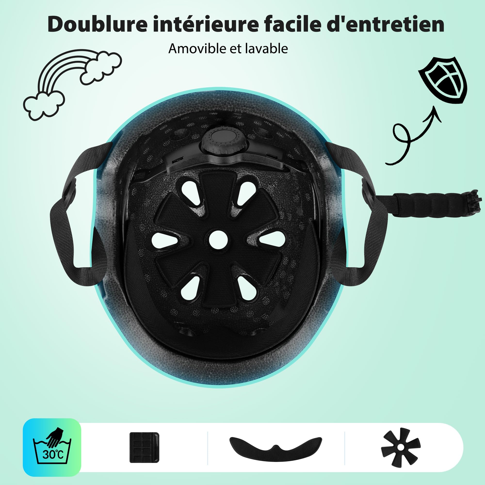 Casque pour Enfants – Casque léger pour Enfants avec Coque Rigide en ABS et Mousse EPS, réglable et Respirant, pour vélo, Trottinette, Scooter et Rollers