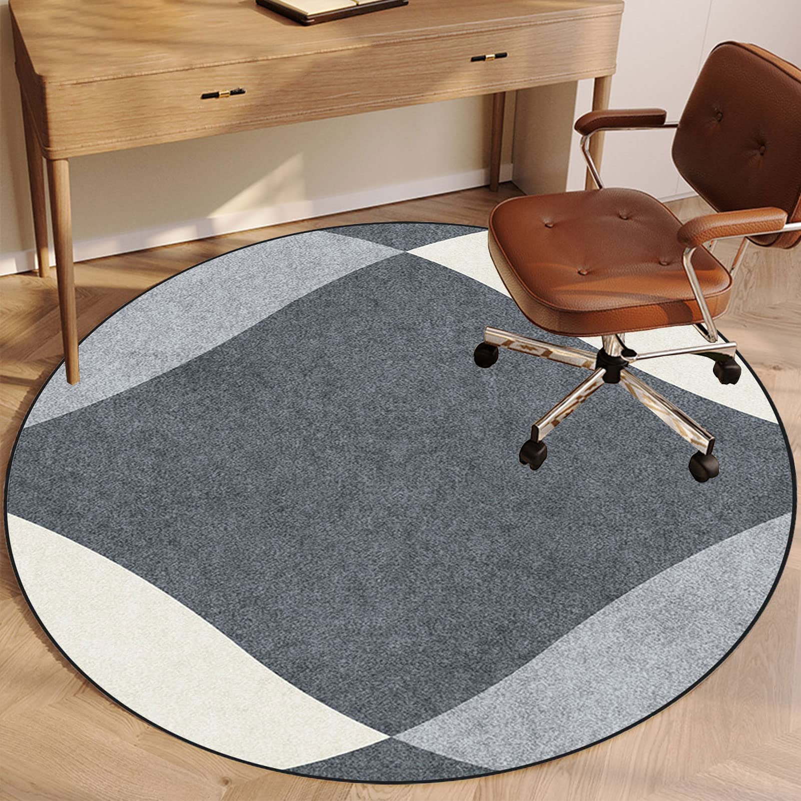 EYZO Office Gaming Computer Chair Mat For Carpeted Floor, Desk Chair Mats Hardwood Floors, Multi-Purpose Protector Chair Carpet For Home Office, Round Floor Mat, Protects Floors, 120 cm Diameter Rug — image 1