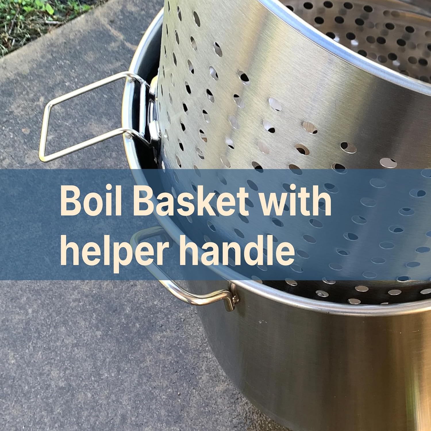 Bayou Classic KDS-182 Stainless Steel Boiler Cooker Kit Features 82-qt Stainless Boiler with Lid, Boil Basket with Helper Handle, Single Jet 106,000 BTU Burner, 10-psi Pre-Set Regulator and 60-in Hose