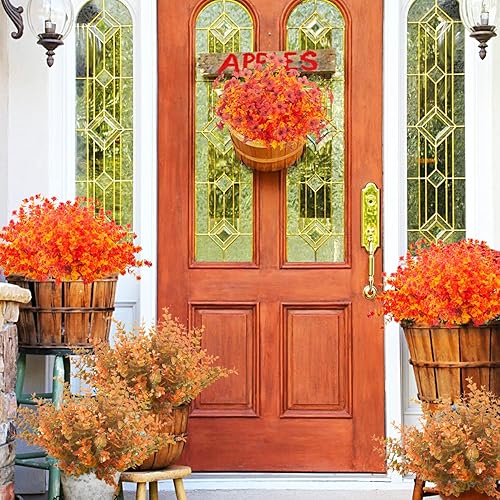 Miniatura 6 de Grunyia Paquete de 10 plantas artificiales de boj de otoño que no se decoloran