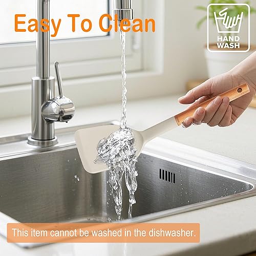 Miniatura 5 de Juego de 2 espátulas de silicona para utensilios de cocina antiadherentes, 600 F resistentes al calor, juego de espátulas de cocina sólidas