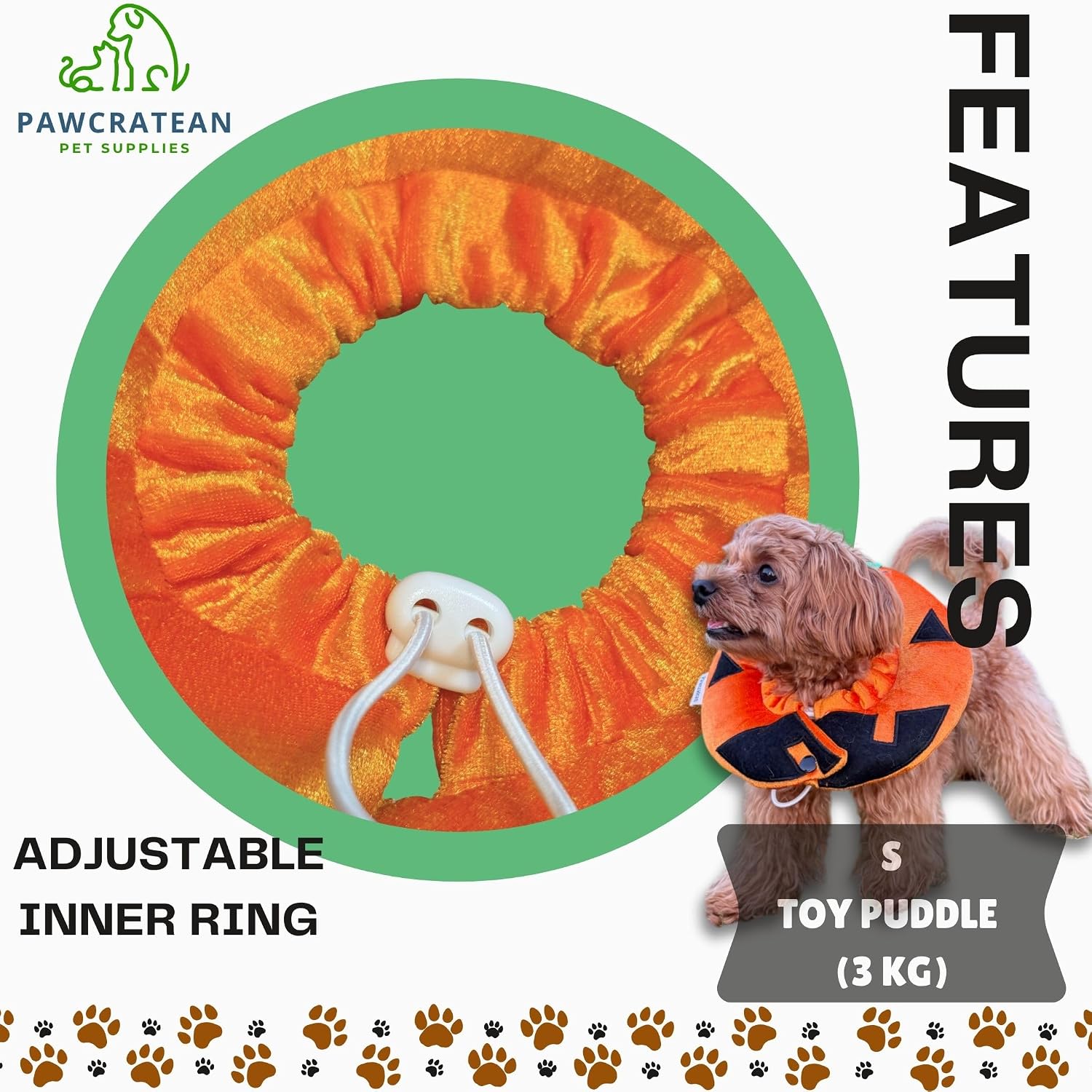 Pumpkin Style Soft Recovery Collar for Cats and Puppies - Comfortable & Adjustable | Washable (Orange Pumpkin, Medium)