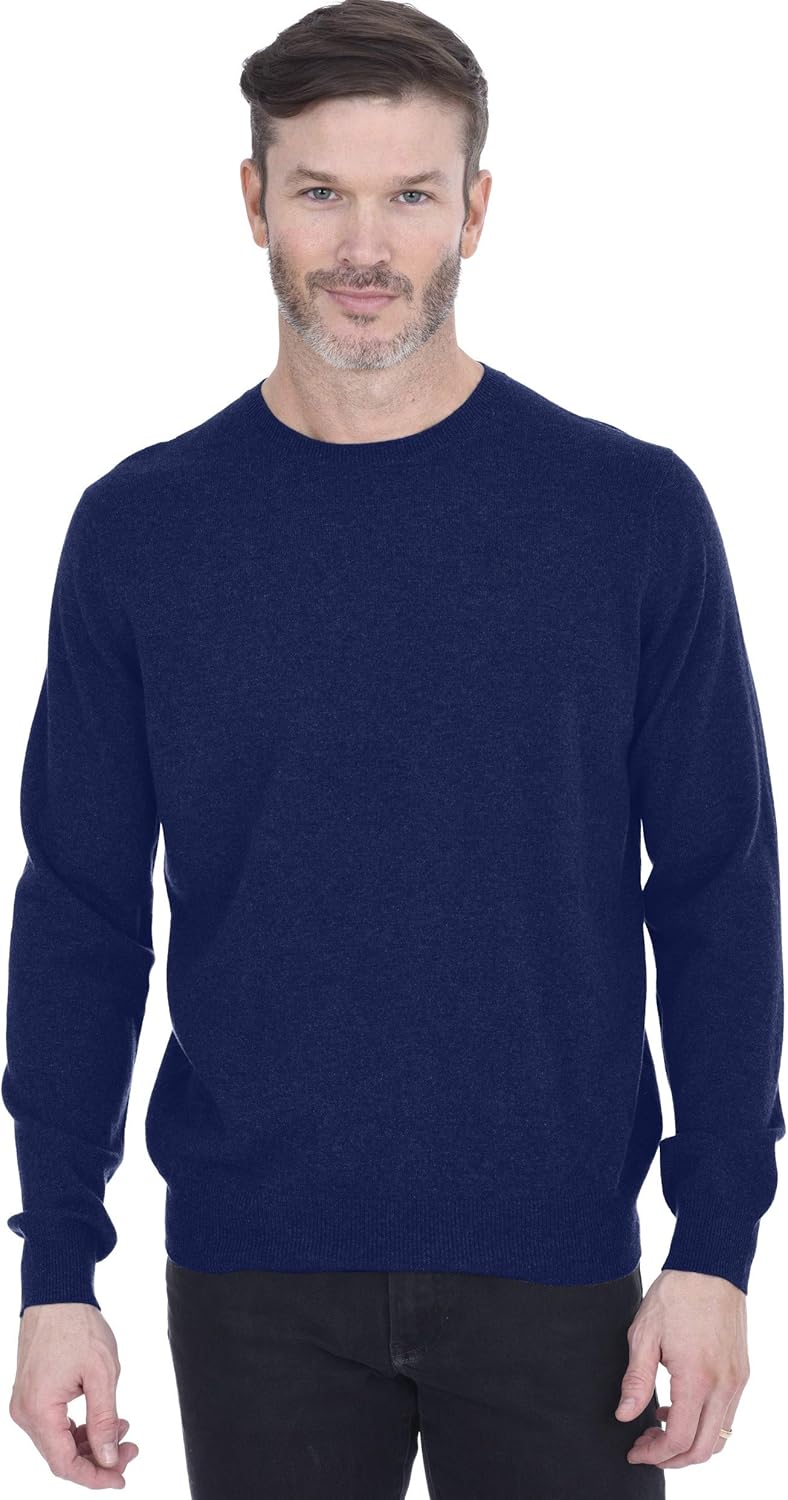 Cashmeren Men's Basic Crewneck Sweater 100% Pure Cashmere Long Sleeve Round Neck Pullover