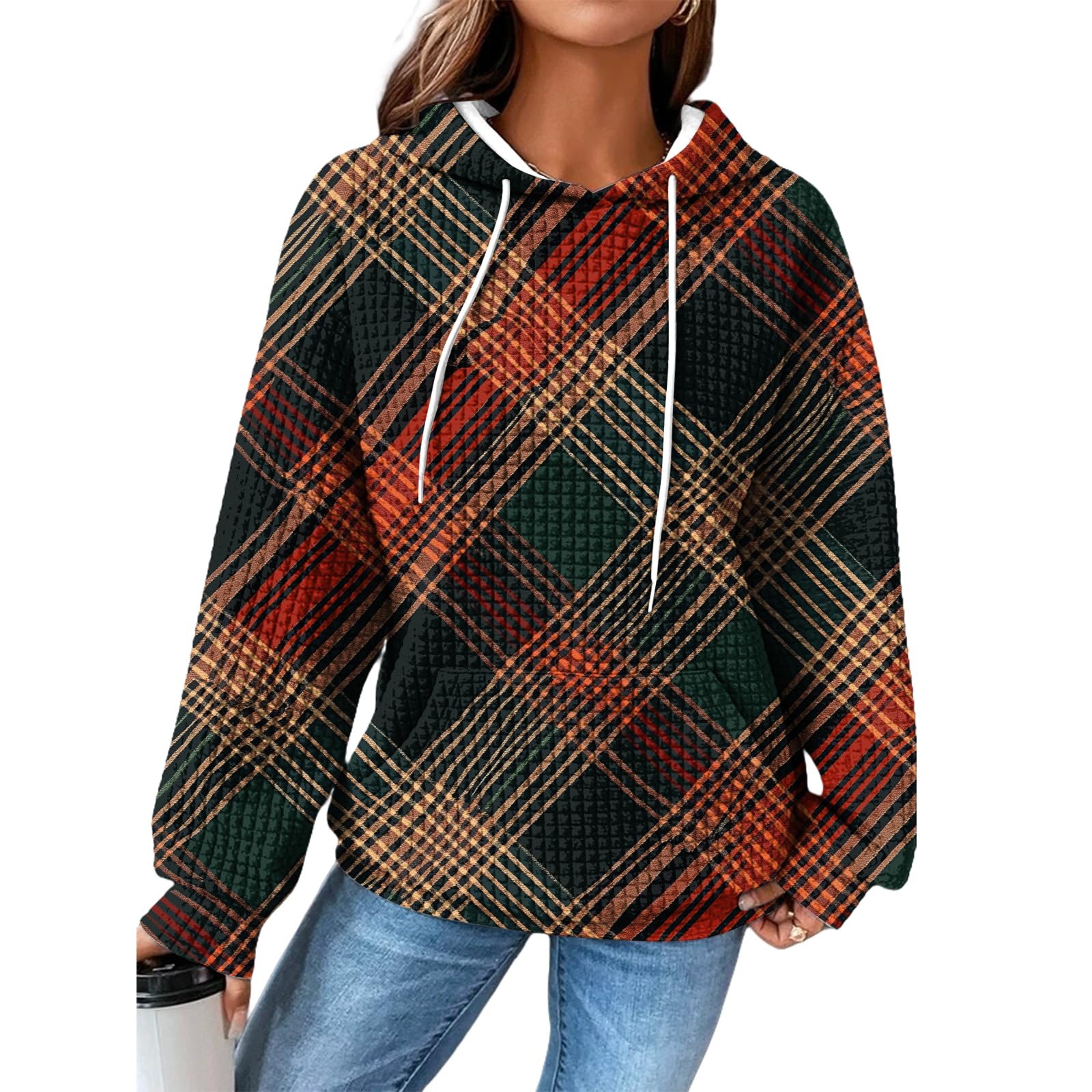 Ugly Christmas Sweatshirts for Women Reindeer Funny Print Crewneck Pullover 2024 Winter Casaul Lounge Sweater