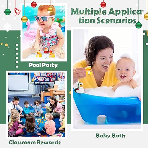 Miniatura 7 de Charniol 24 piezas de pato de goma de Navidad de 2 pulgadas, mini patito de juguete para 24 niños y niñas, decoración de Navidad, regalo para