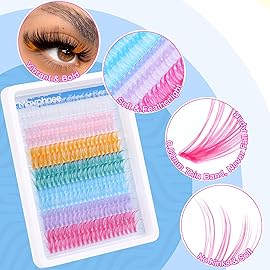 Colored Lash Extension Individuals 280 Pcs Colored Eyelashes Clusters 7 Colors Wispy 16MM 18MM Colorful Eyelash Extensions DIY at Home by Mavphnee