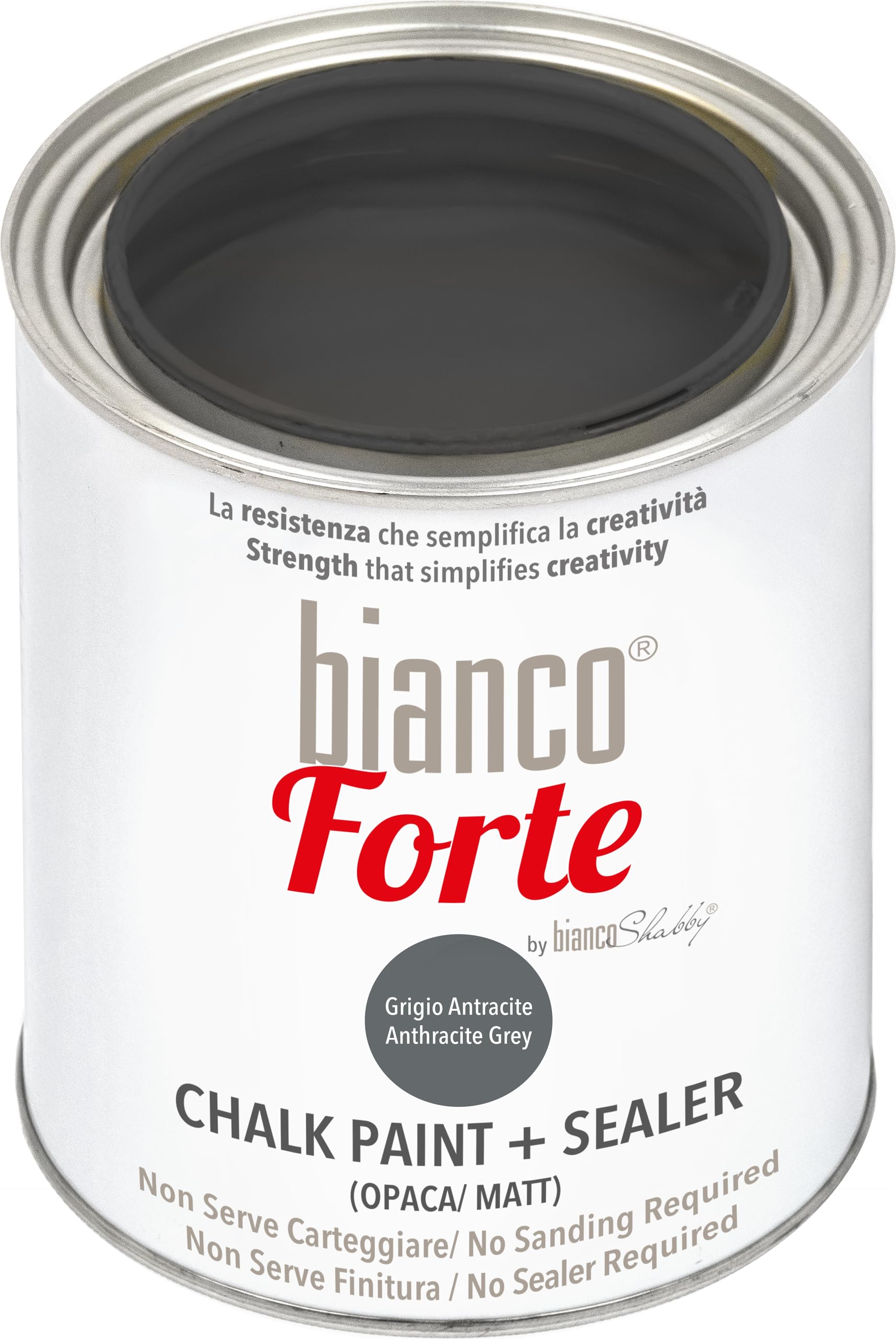 Bianco Forte - Anthracite Grey - (1L) All-in-One Chalk Paint & Sealer: Most Durable Furniture, Cabinet, Wall & Door Paint – Fast Drying, Interior/Exterior, Matte Finish, Easy Application