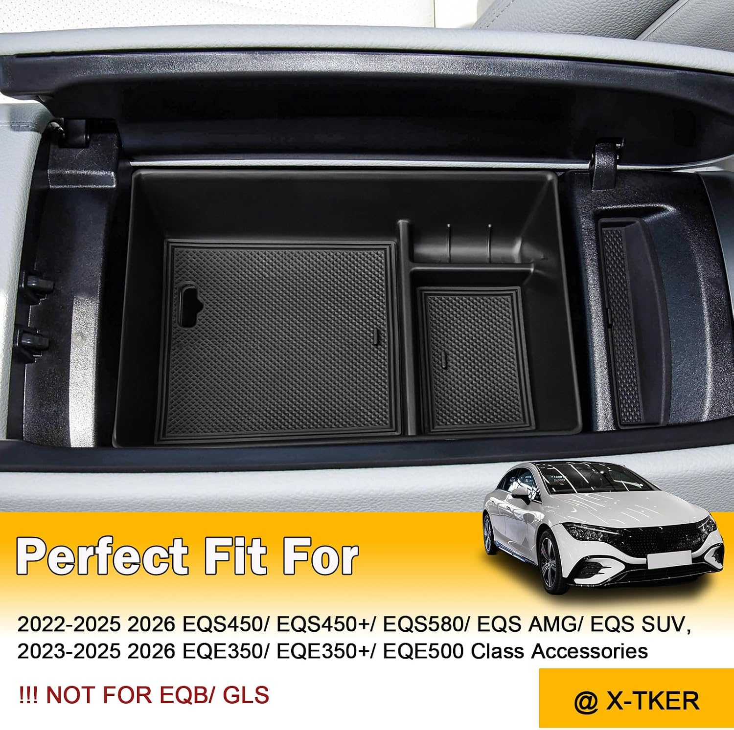 Center Console Organizer Tray Compatible with Mercedes Benz EQS450 EQS450+ EQS580 AMG SUV 2022-2025 2026 & Benz EQE350 EQE350+ EQE500 2023 2024 2025 2026 Accessories Armrest Storage Box