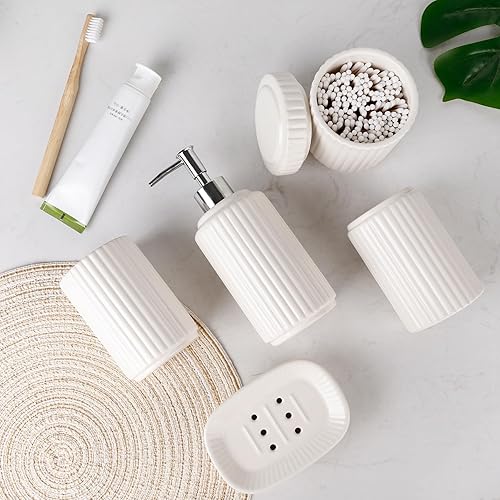 Miniatura 3 de Conjunto de accesorios de baño de cerámica de 5 piezas, juego de accesorios de baño de cerámica, diseño clásico de accesorios de baño Conjuntos