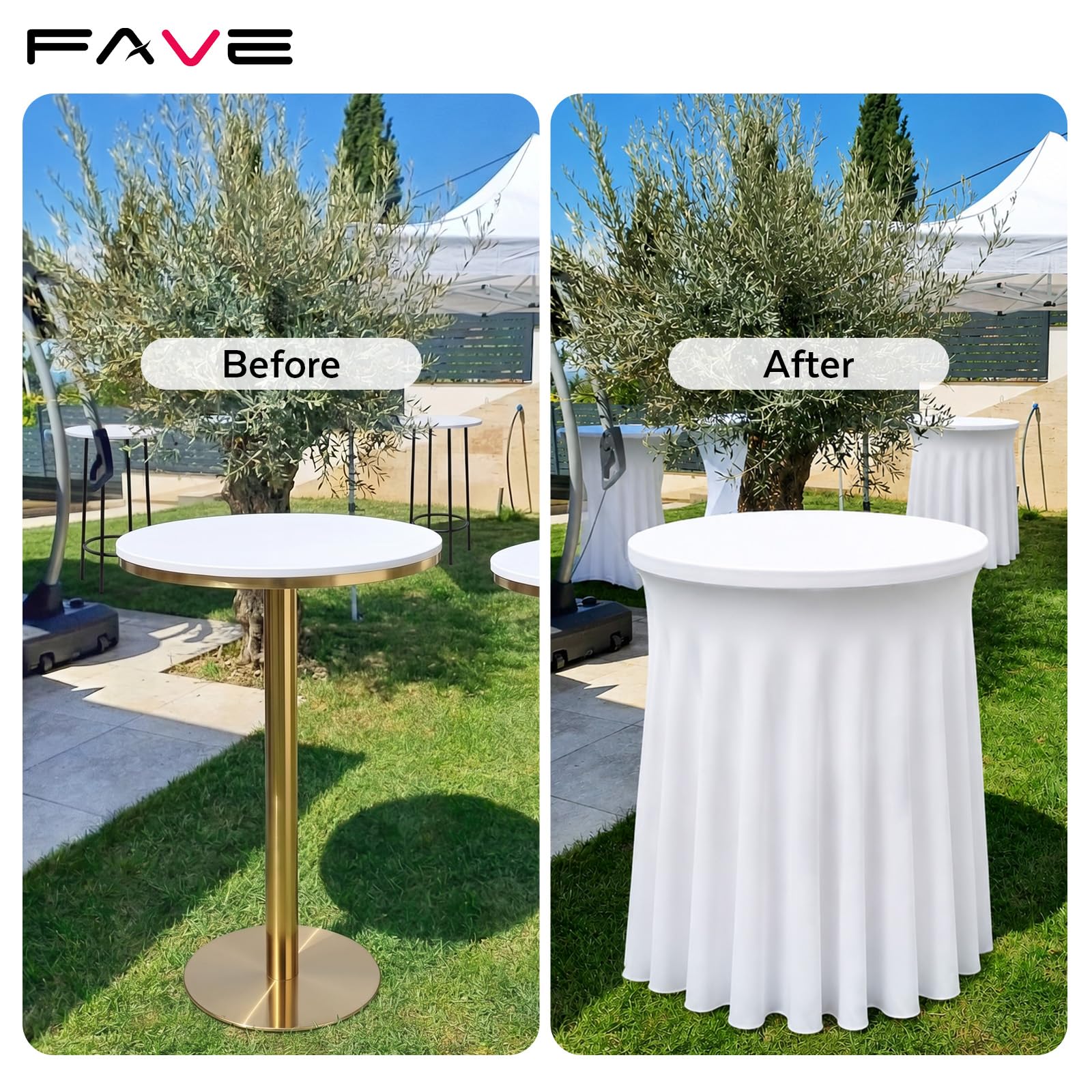 FAVE - Juego de 6 fundas de mesa de cóctel con falda de 80 x 110 cm (juego de 6)