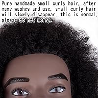 Vista 5 de Cabeza de maniquí afro macho de 6 pulgadas con barba, 100% cabello humano rizado, tipo 4A, para peluquería, cabeza de entrenamiento, cosmetología