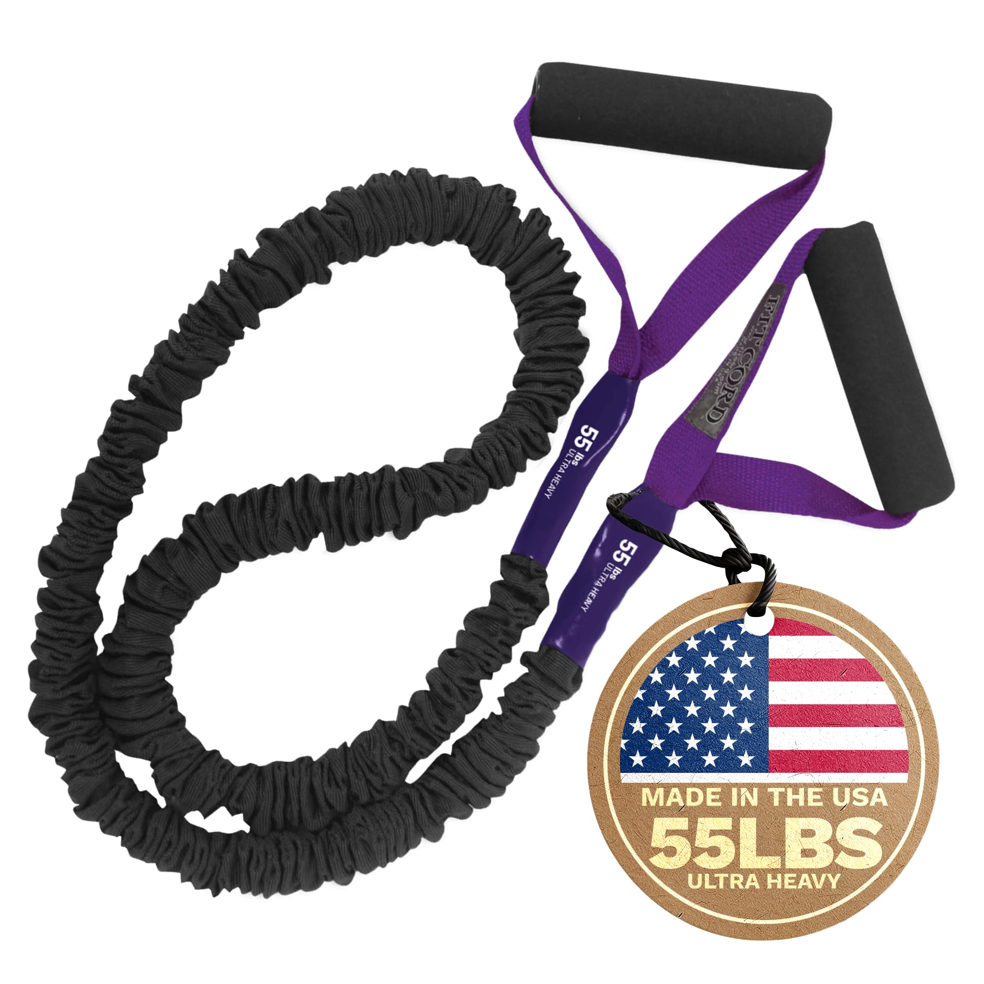 FITCORD Single Bands, Heavy Duty Resistance Bands - Covered Tube Exercise Band with Padded Handles - Ideal for Gym & Home Dynamic Workouts and