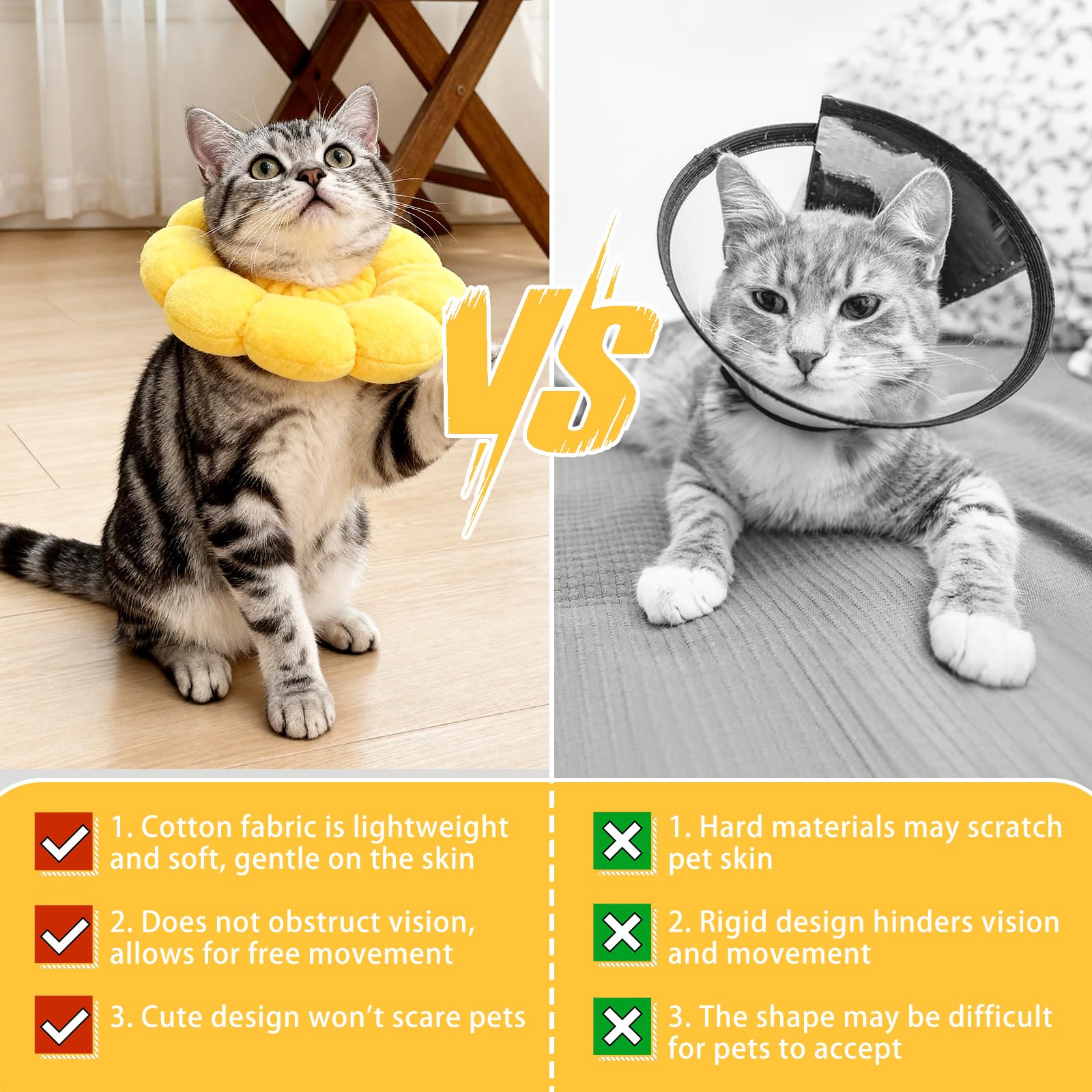 QKURT Collar de Recuperación para Gato, Collar Ajustable para Gatos Después de La Cirugía, Evitar Picaduras de y Arañazos Lesiones y Lamido, Forma de Flor