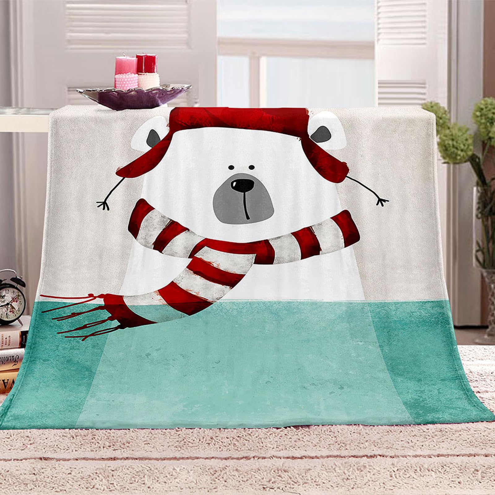 Couverture en flanelle 140x200cm ours 3D VACSAX pour lit et canapé
