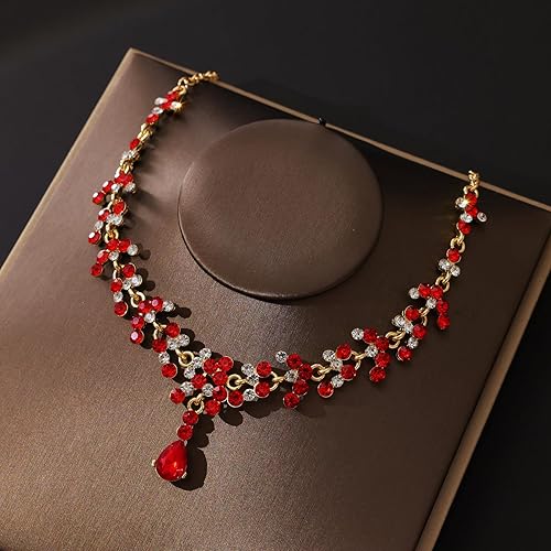 Miniatura 5 de Tiaras y coronas para mujer, collar de aretes de tiaras, juego de joyas de cristal para novia, fiesta de disfraces, Halloween, graduación, concurso