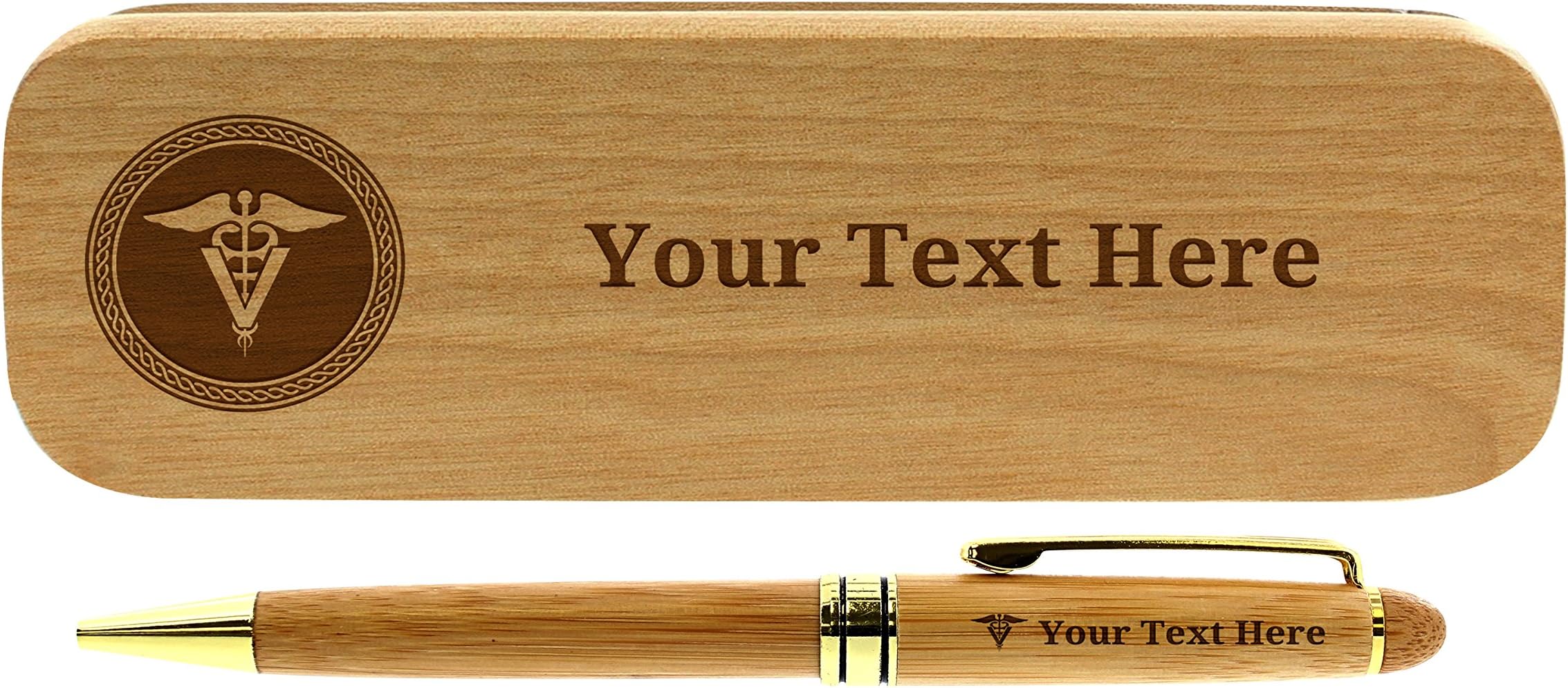 Personalized Veterinarian Gifts Vet Pen Set Personalized Engraved Bamboo Wood Gift Pen Case Set