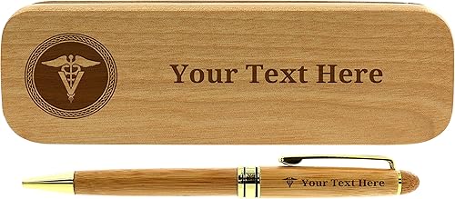 Regalos veterinarios personalizados Veterinario Pen Set Personalizado Grabado de madera de bambú regalo pluma caja Set