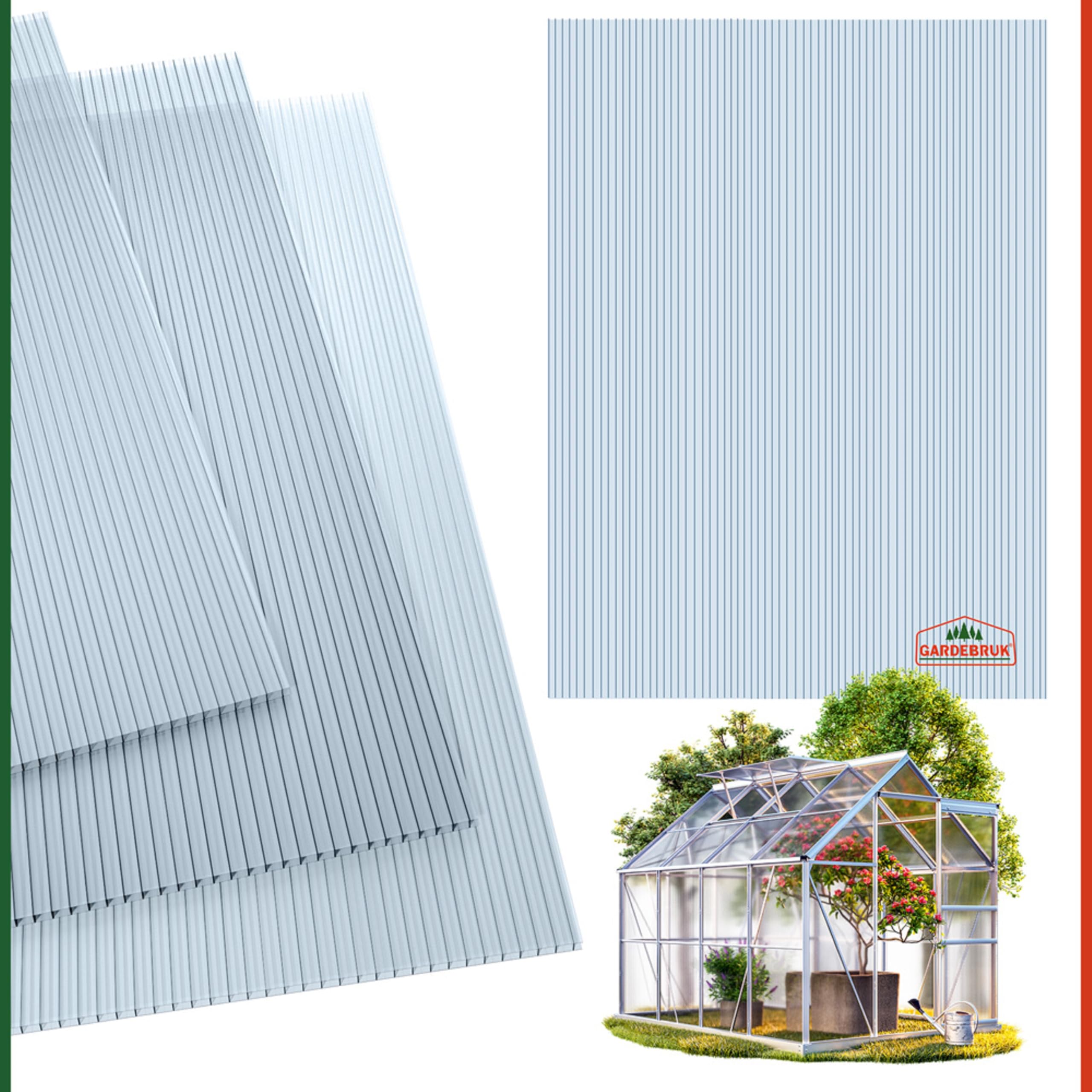 GARDEBRUK® 14x Plaques de Polycarbonate Creux 4mm 121x60,5cm découpe 10,25m² résistant aux UV plaques à Double paroi Serre de Jardin Plaque alvéolaire
