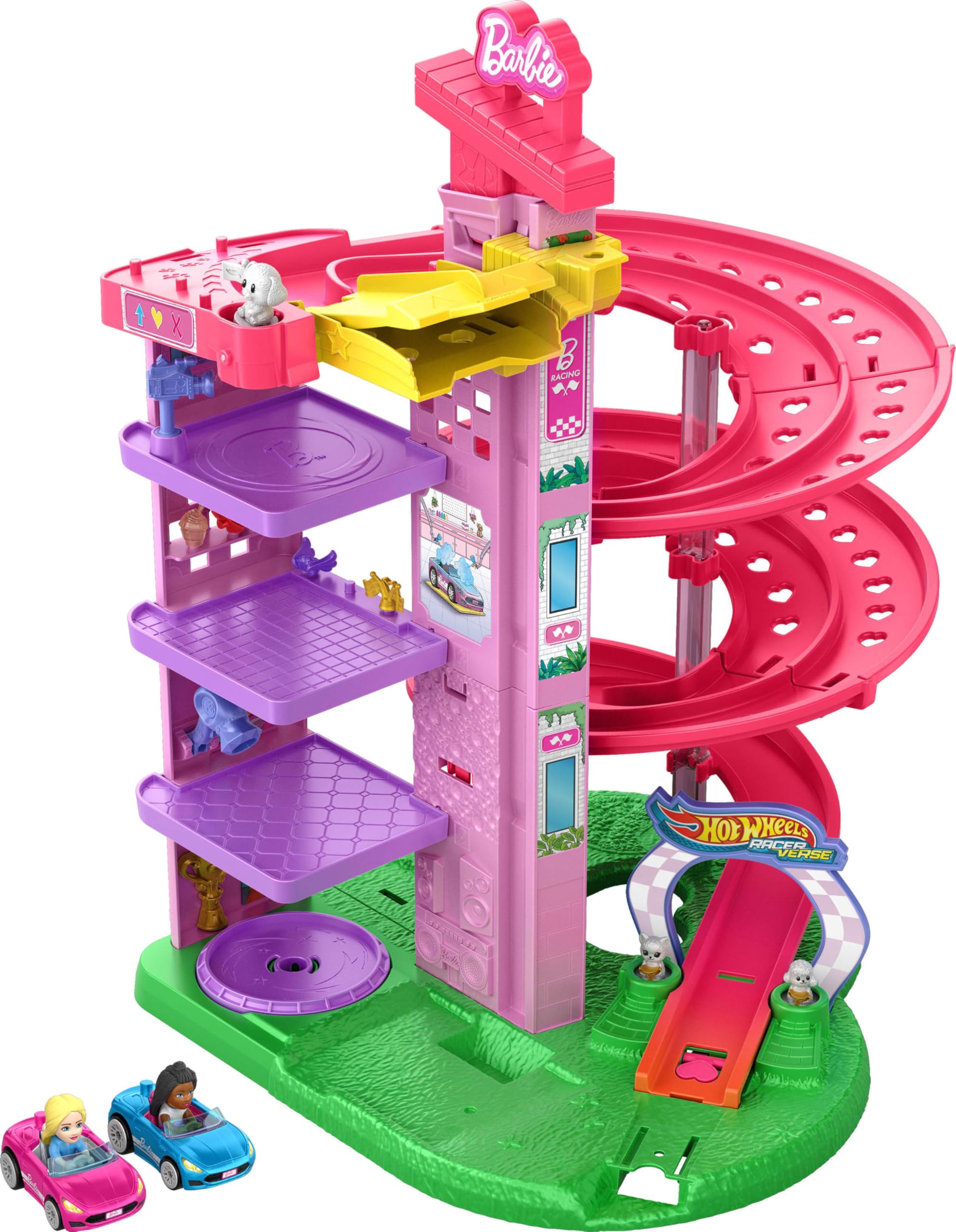 Barbie & Malibu Racerverse Spiral Track Set by Hot Wheels