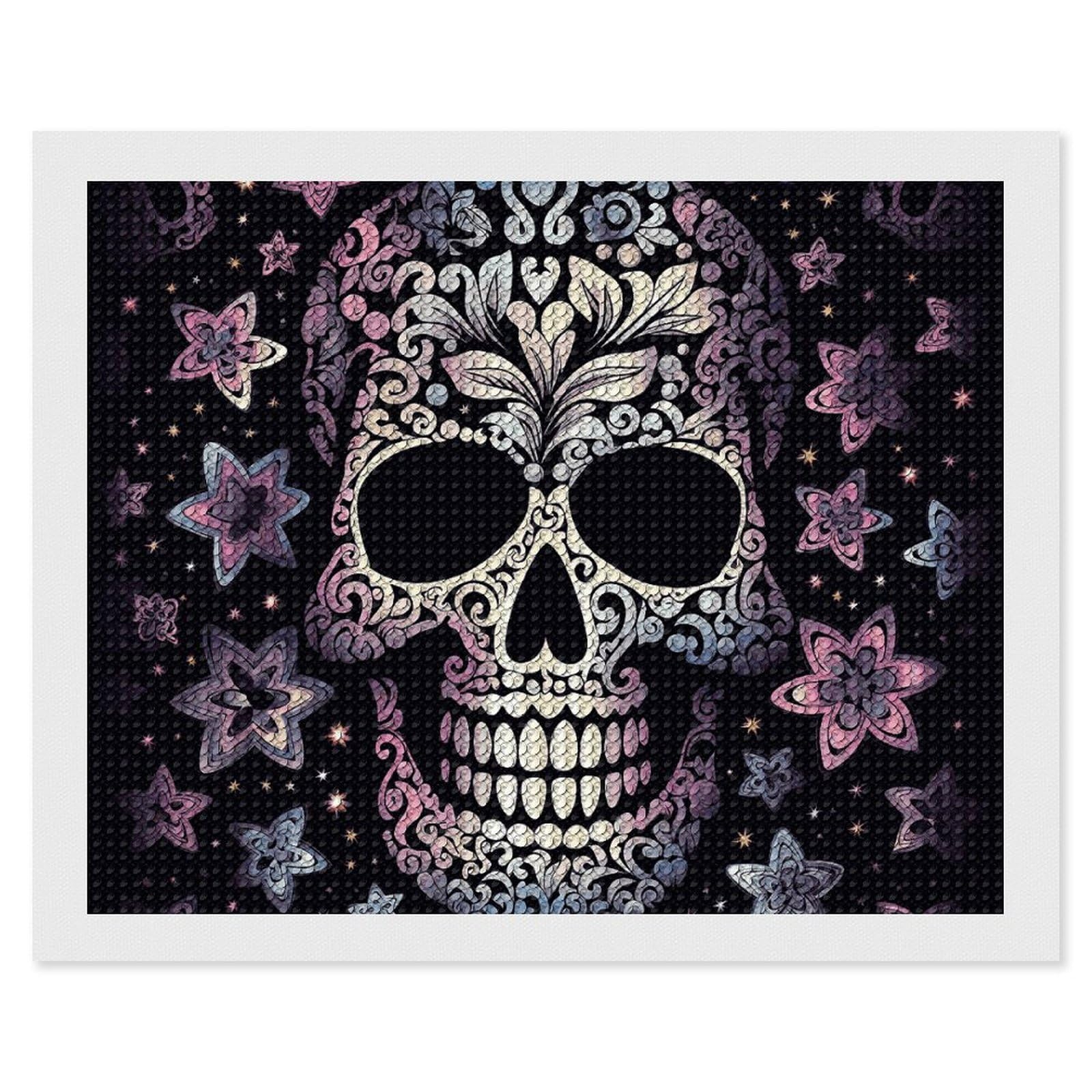 Cool Skull Diamond Art Kits for Adults, DIY 5D Diamonds Painting Kits for Beginner, Round Full Drill Diamond Dots Painting, 16"x20" Diamonds Pictures Gem Art and Crafts Wall Decor