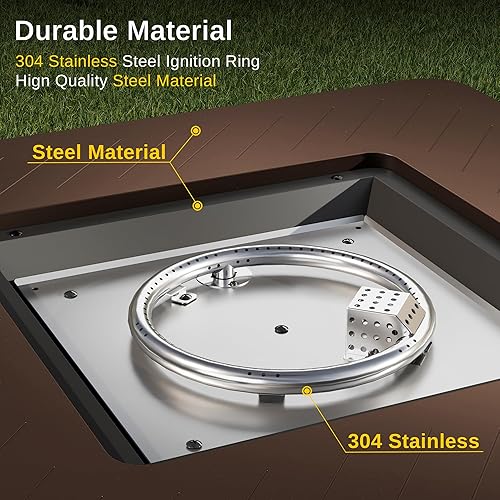 Vista 48 de EAST OAK Mesa para fogata de propano de 28 pulgadas, fogata de gas de acero de 50,000 BTU para exteriores, terraza de patio y jardín, mesa de fuego